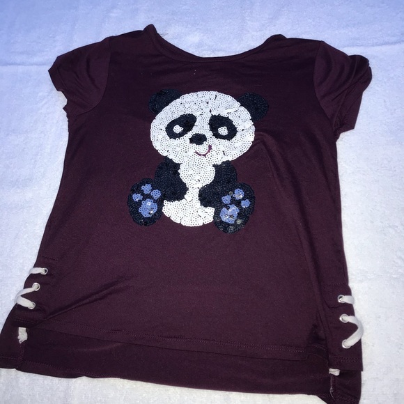 Btween maroon panda shirt with sequence - Picture 1 of 3